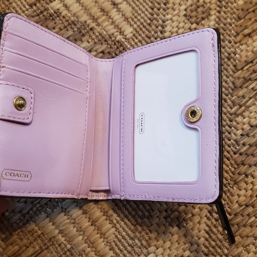 Vintage Coach wallet card holder new never used brown pink - Picture 3 of 3